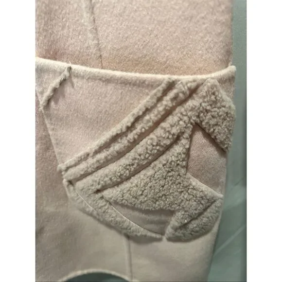 Fendi Roma Wool Coat 42 Blush Pink Shearling Pocket Jacket Italy Luxury Designer - Picture 14 of 15